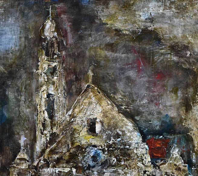 山田茂人「聖堂」油絵・F6号 拡大画像1