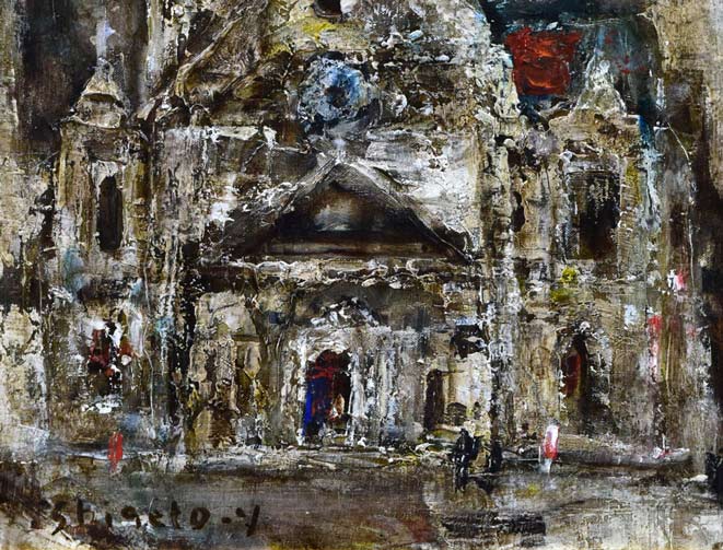 山田茂人「聖堂」油絵・F6号 拡大画像3