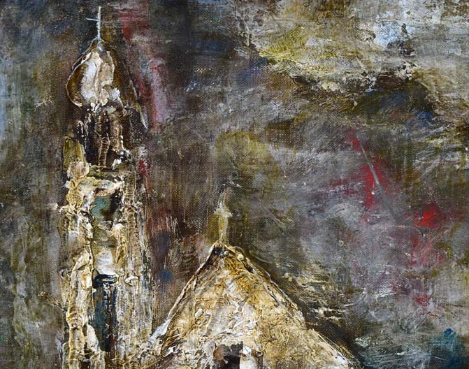 山田茂人「聖堂」油絵・F6号 拡大画像2