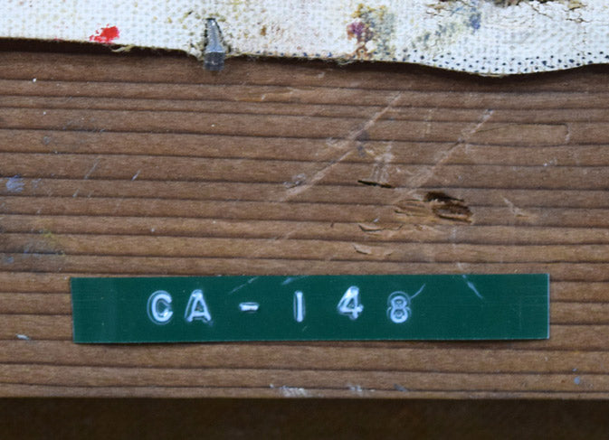 山田茂人「聖堂」油絵・F6号 裏側拡大画像3(管理番号シール)