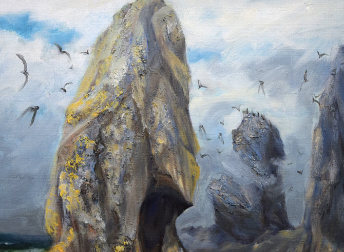 山田尚時「知床の岩」油絵・F6号 拡大画像1