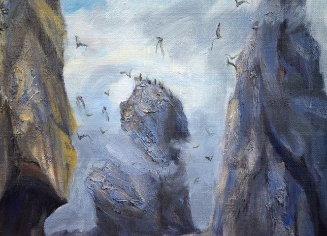 山田尚時「知床の岩」油絵・F6号 拡大画像2
