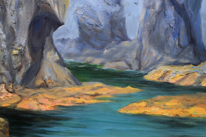 山田尚時「知床の岩」油絵・F6号 拡大画像3