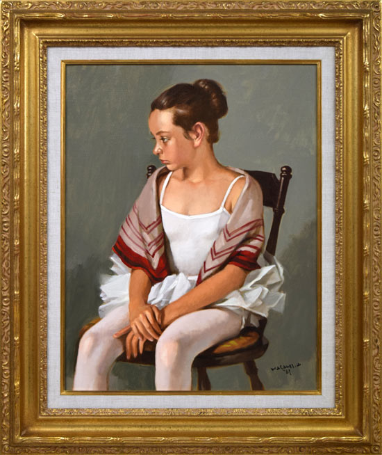 山岸正巳「バレリーナ坐像」油絵・P10号