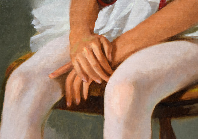 山岸正巳「バレリーナ坐像」油絵・P10号 拡大画像3