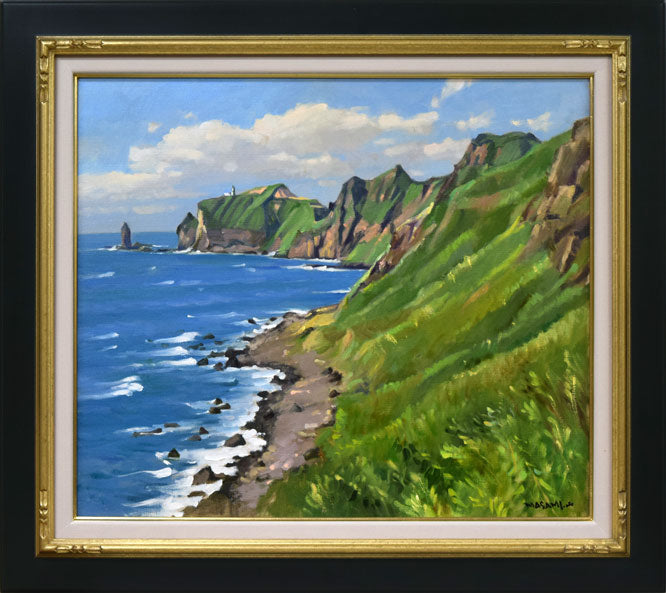 山岸正巳「神威岬の磯(於・積丹町)」油絵・F10号