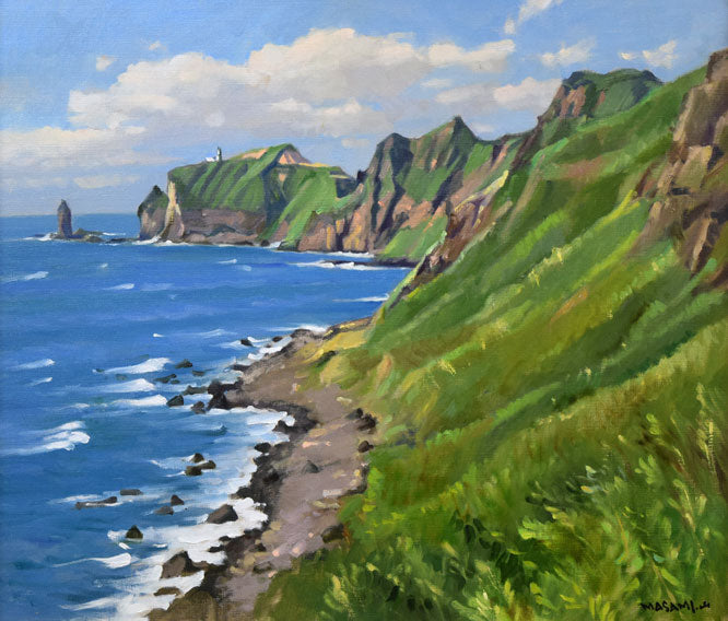 山岸正巳「神威岬の磯(於・積丹町)」油絵・F10号 作品全体拡大画像