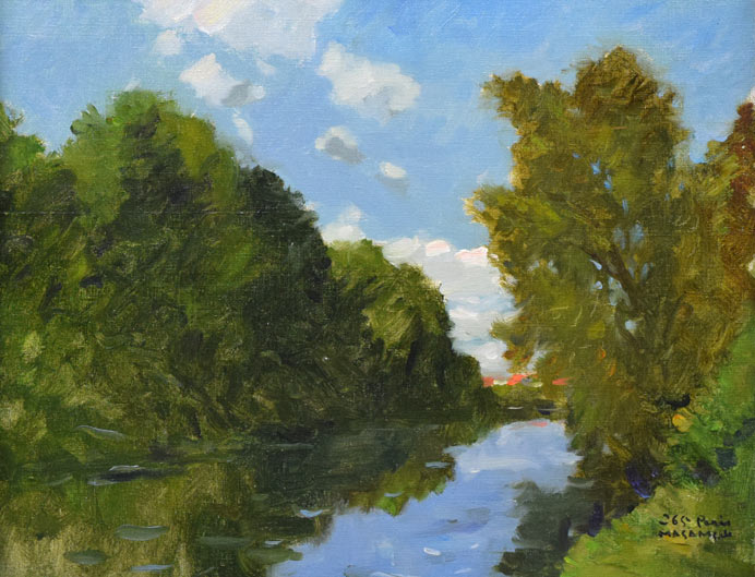 山岸正巳「セーヌ河(於巴里)」油絵・F6号 作品全体拡大画像