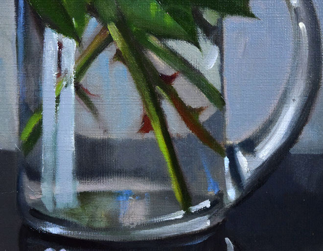 山岸正巳「卓上薔薇」油絵・F6号 拡大画像4