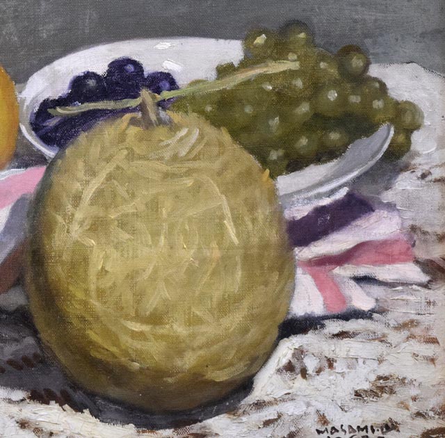 山岸正巳「卓上果物」油絵・F6号 拡大画像2