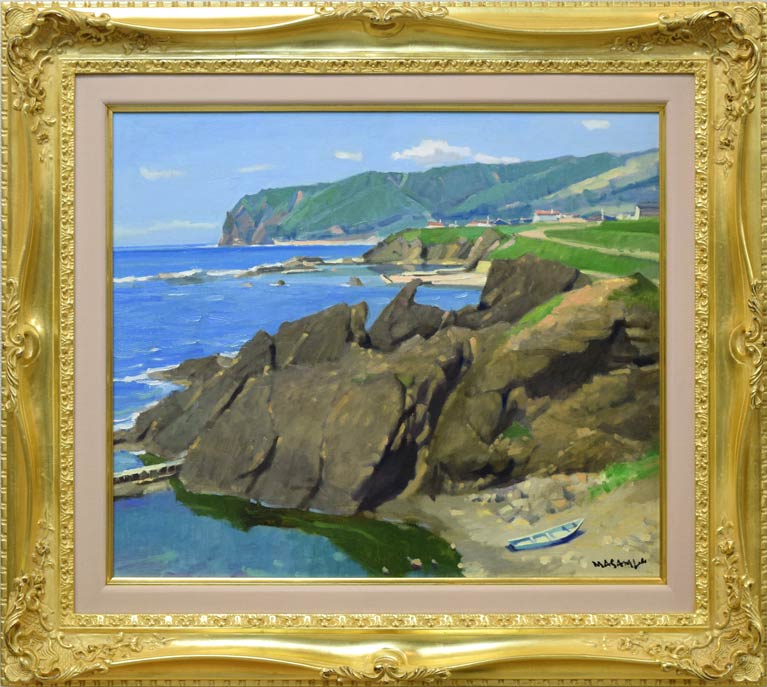 山岸正巳「古宇泊海岸」油絵・F10号