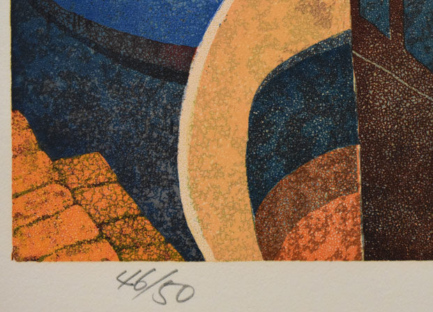 山家久幸「デンマークの漁港」リトグラフ 限定番号部分(ed,46/50)