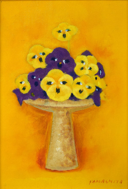 山下克己「パンジー」油絵・SM 作品全体拡大画像