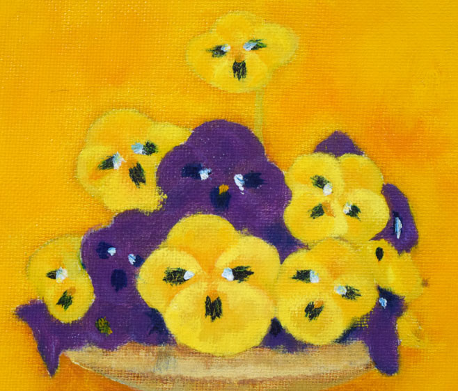 山下克己「パンジー」油絵・SM 拡大画像1