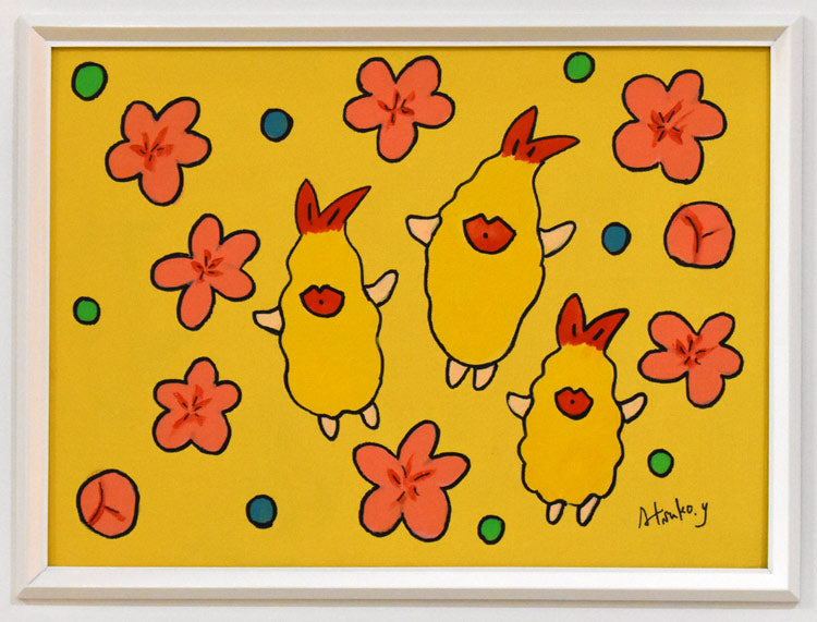 山下敦子「フラちゃん」油絵・F4号 作品全体拡大画像