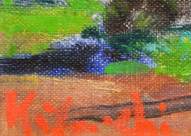 山内一彦「支笏湖(樽前山)」油絵・F4号 サイン部分