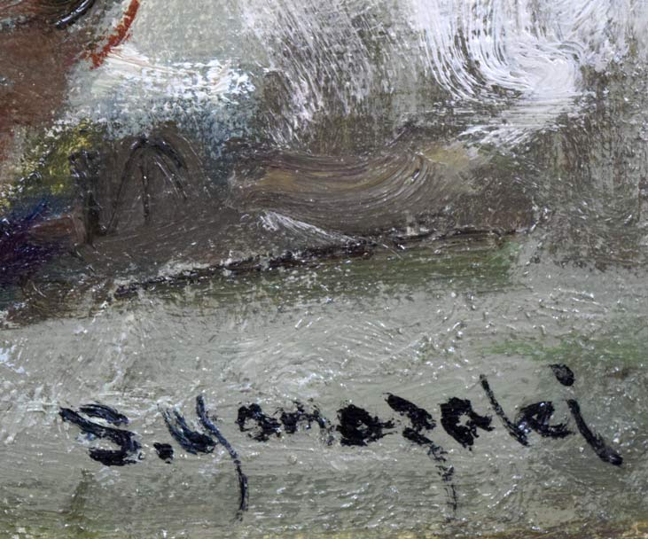 山崎 翠祥「薔薇(金縁)」油絵・F3号 サイン拡大部分