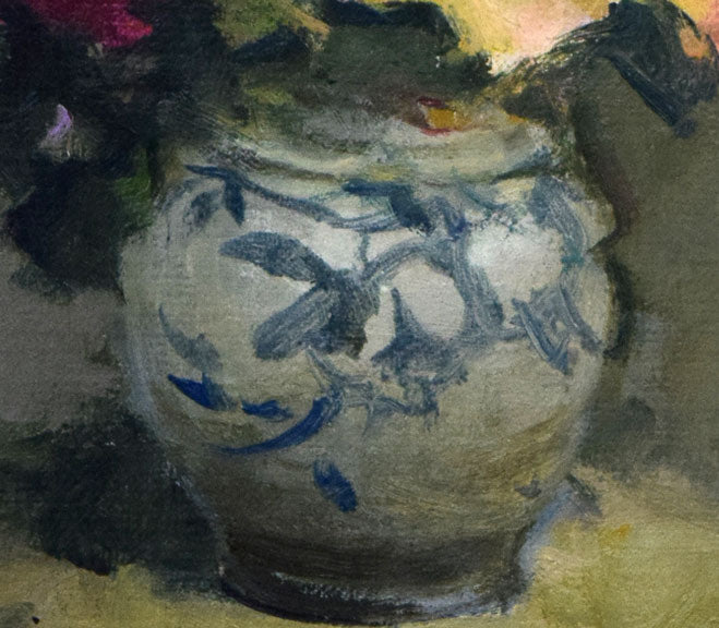 山崎翠祥「薔薇(銀縁)」油絵・F3号 拡大画像2