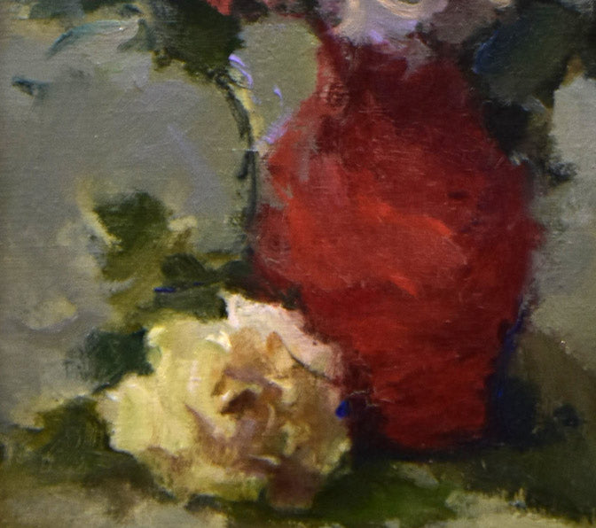 山崎翠祥「薔薇(木製額)」油絵・F4号 拡大画像2