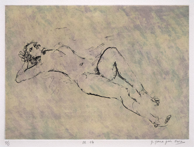 柳原義達「裸婦」銅版画に石版併用 作品全体拡大画像