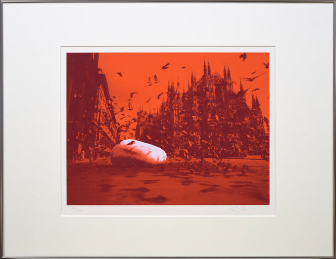 安田侃「意心帰:ミラノ鳩が舞う」シルクスクリーン版画