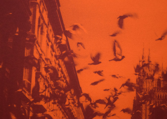 安田侃「意心帰:ミラノ鳩が舞う」シルクスクリーン版画 拡大画像1