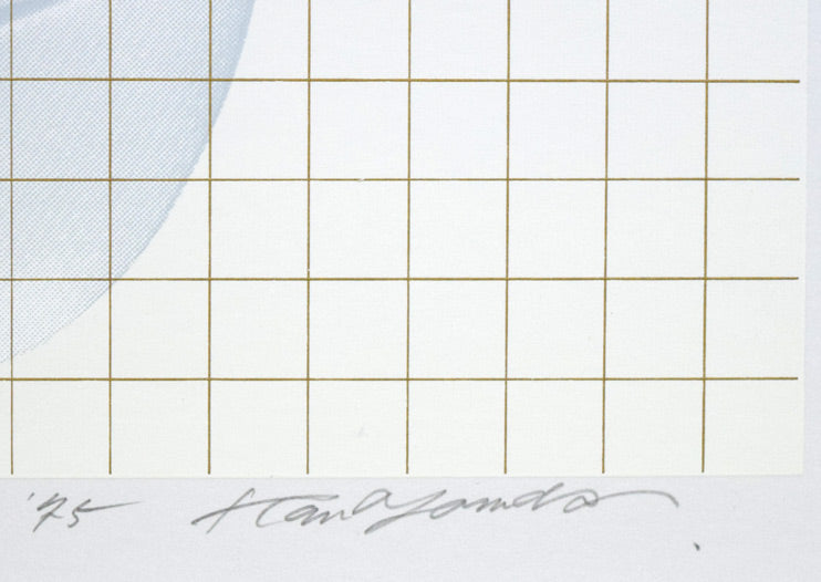 安田侃「四つの生誕」シルクスクリーン版画　年記（1975年作）、本人直筆鉛筆サイン部分