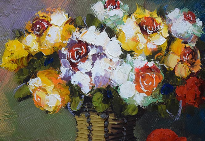 横山邦夫「薔薇」油絵・SM 拡大画像1