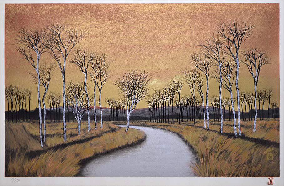 横山 操「ふるさと(没後20年)」リトグラフ 拡大部分