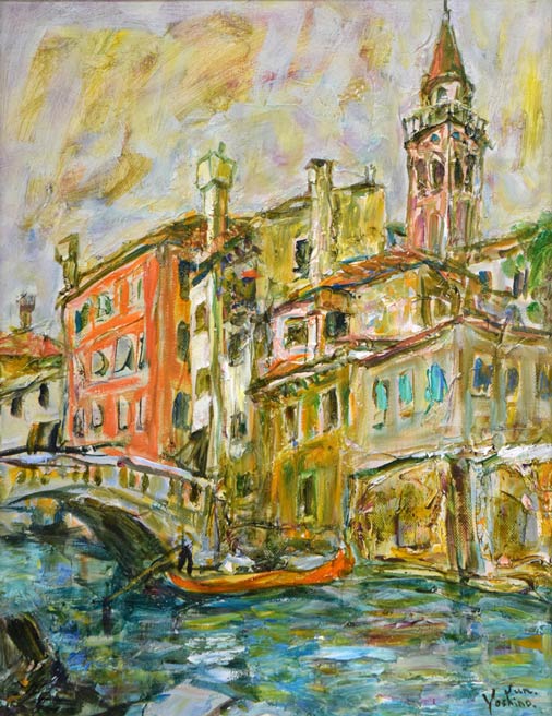 吉野純「ヴェニス(イタリア)」油絵・F6号 作品全体拡大画像