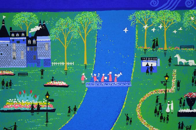 吉岡浩太郎「緑の町」シルクスクリーン版画 拡大画像1