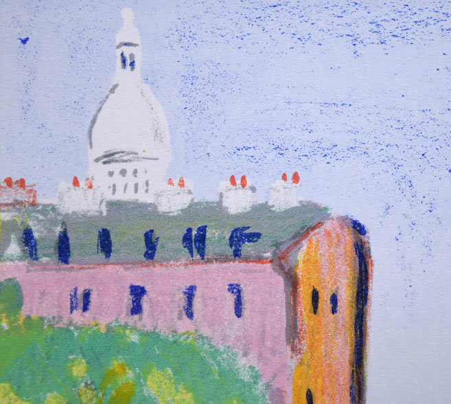 モーリス ユトリロ(Maurice Utrillo)「煙突のある街角(ユトリロⅤ)」リトグラフ 拡大画像1