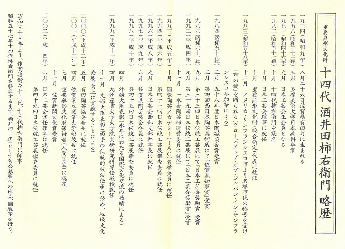 十四代酒井田柿右衛門「濁手珈琲碗桜文」共箱　添付資料3