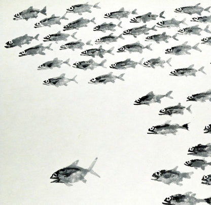赤穴宏「百魚図」水彩画・色紙　拡大画像1