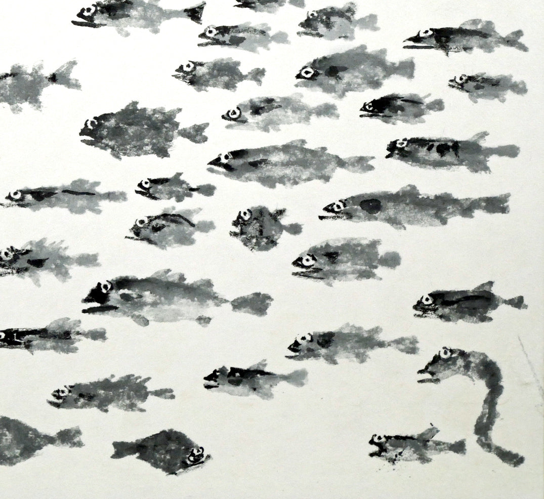 赤穴宏「百魚図」水彩画・色紙　拡大画像4