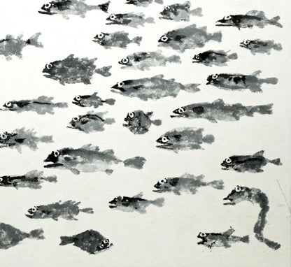 赤穴宏「百魚図」水彩画・色紙　拡大画像4
