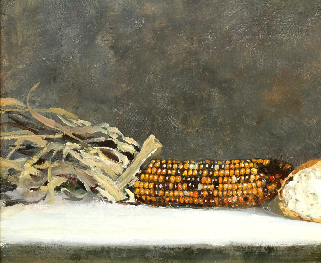 赤穴宏「パンのある静物」油絵・P10号　拡大画像3