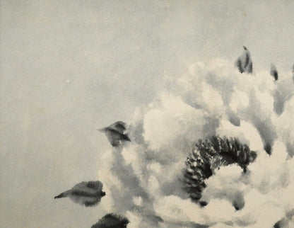 穐月明「籠の牡丹」水墨画・F6号　拡大画像1