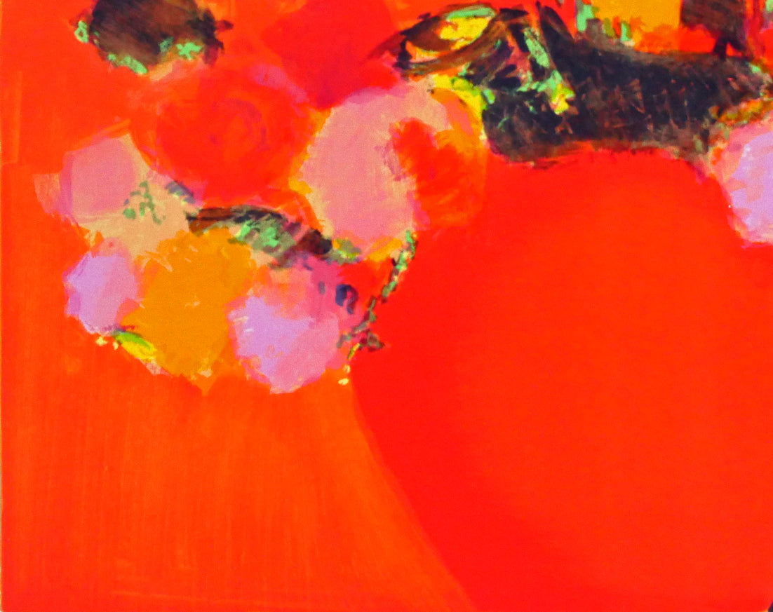 ジャン＝クロード　アレンバック（Jean-Claude　ALLENBACH）「赤い花瓶の花」リトグラフ　拡大画像3