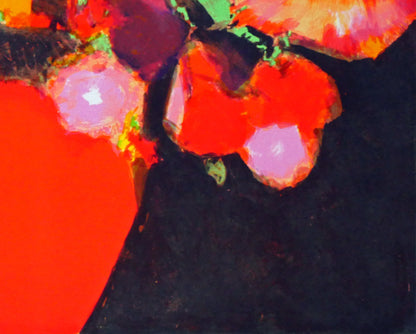 ジャン＝クロード　アレンバック（Jean-Claude　ALLENBACH）「赤い花瓶の花」リトグラフ　拡大画像4