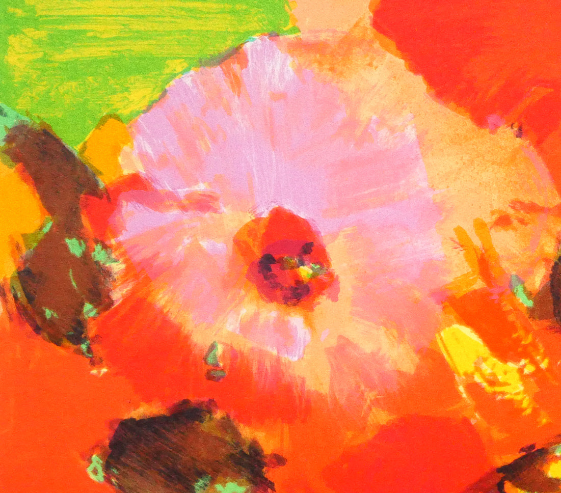 ジャン＝クロード　アレンバック（Jean-Claude　ALLENBACH）「赤い花瓶の花」リトグラフ　拡大画像5