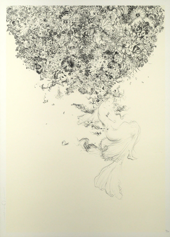 天野喜孝「花のささやき」リトグラフ　作品全体画像
