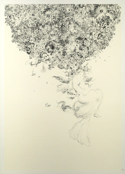 天野喜孝「花のささやき」リトグラフ　作品全体画像