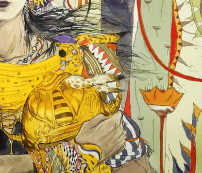 天野喜孝「褐色の戦士　C/C」シバクローム版画　拡大画像3