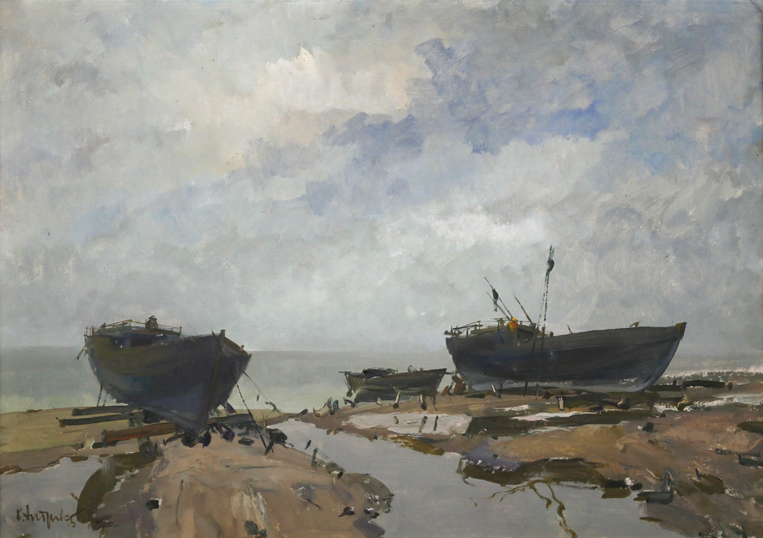 アンドレーエフ（ANDREEV）「浜辺の舟」油絵・20号　作品全体画像