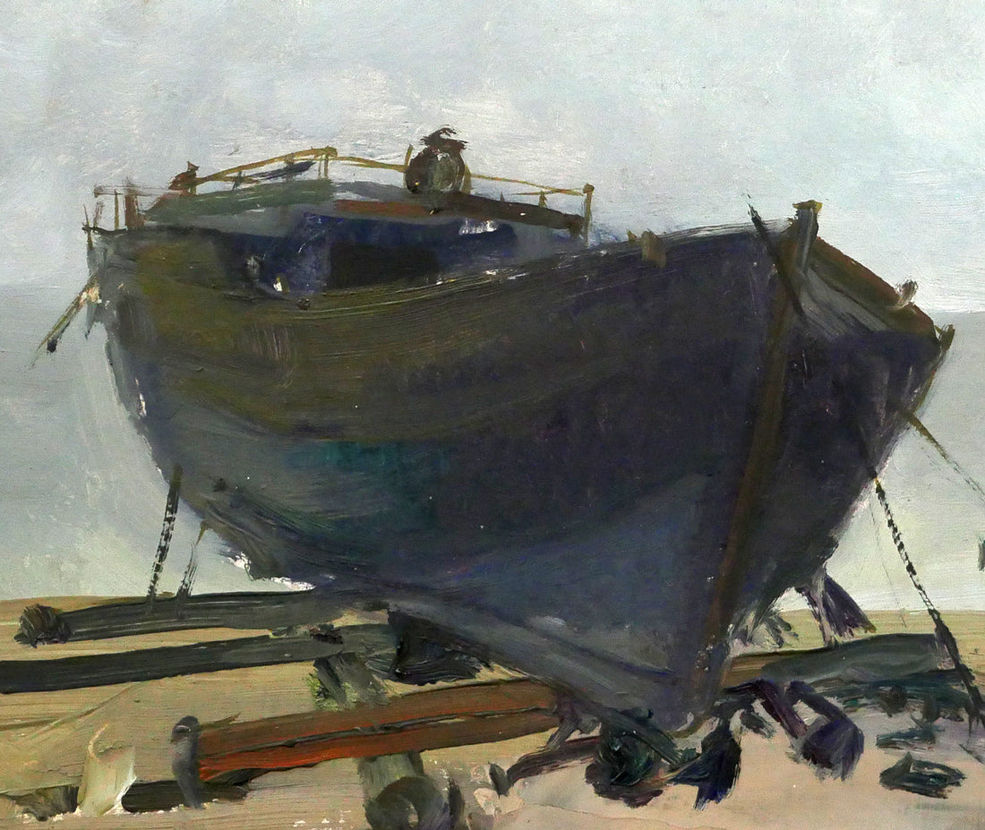 アンドレーエフ（ANDREEV）「浜辺の舟」油絵・20号　拡大画像4