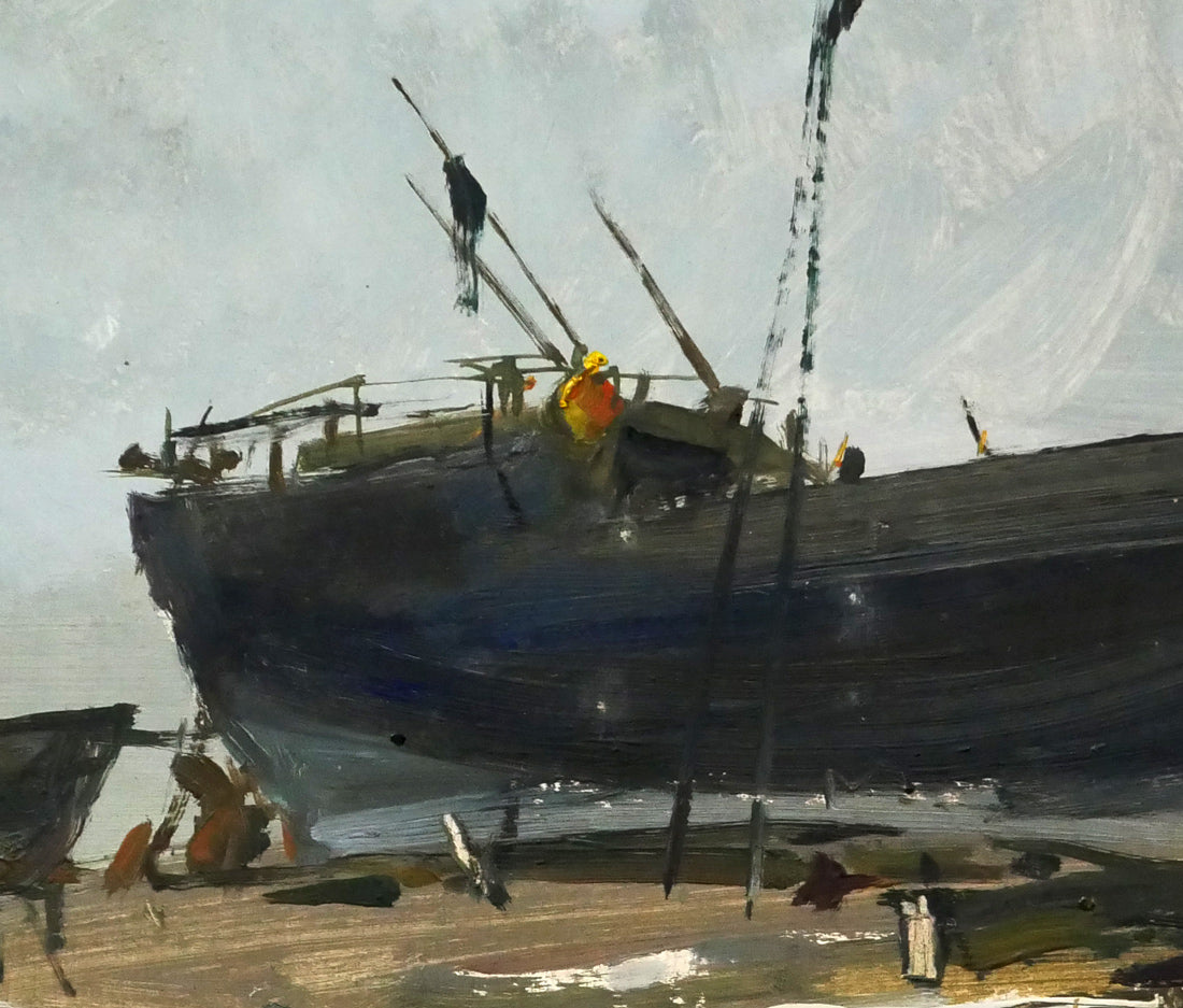 アンドレーエフ（ANDREEV）「浜辺の舟」油絵・20号　拡大画像6