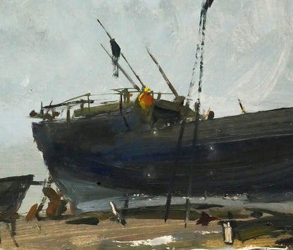 アンドレーエフ（ANDREEV）「浜辺の舟」油絵・20号　拡大画像6