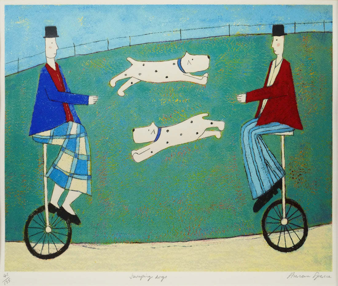 アノラ　スペンス（Annora　Spence）「飛ぶ犬（jumping　dogs）」版画　作品全体画像
