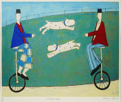 アノラ　スペンス（Annora　Spence）「飛ぶ犬（jumping　dogs）」版画　作品全体画像